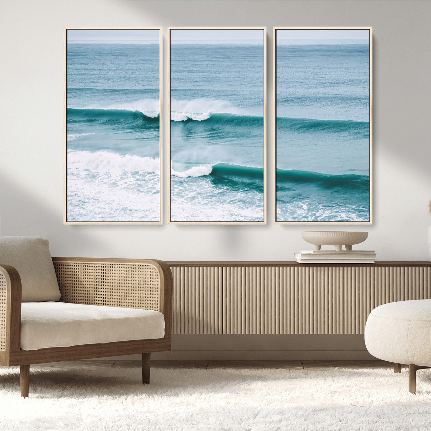 73692470-MGV-CV-36X24-Ocean Swell Wall Art Canvas Print, Framed Surf Waves Art Picture Print, Blue Water Perfect Coastal Dynamic Decor Artwork