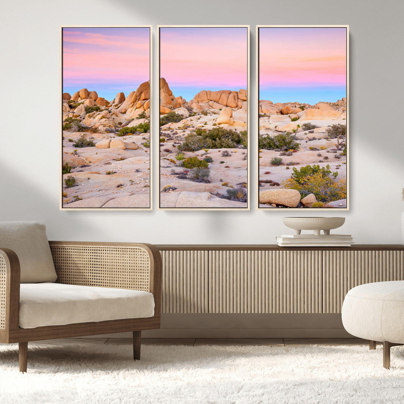 96167137-MGV-CV-36X24-Vibrant Sunset Sky Wall Art Canvas Print, Framed Joshua Tree Art Picture Print, Rugged Terrain Perfect Southwestern Boho Decor
