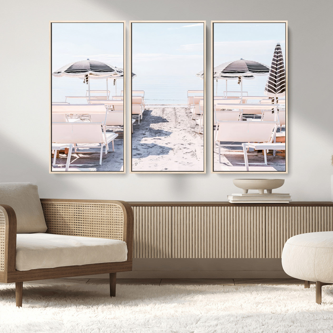 67623952-MGV-CV-36X24-Minimalist Beach Wall Art Canvas Print, Framed Pastel Sand Art Picture Print, Beach Aesthetic Perfect Coastal Minimalist Decor