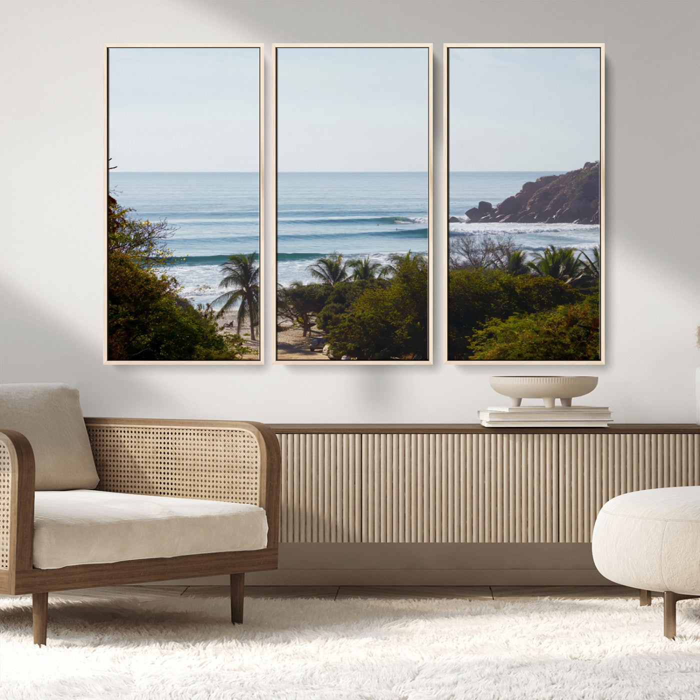 88336640-MGV-CV-36X24-Tropical Beach Scene Wall Art Canvas Print, Framed Coastal Photography Art Picture Print, Ocean Horizon Art Perfect Coastal Boho
