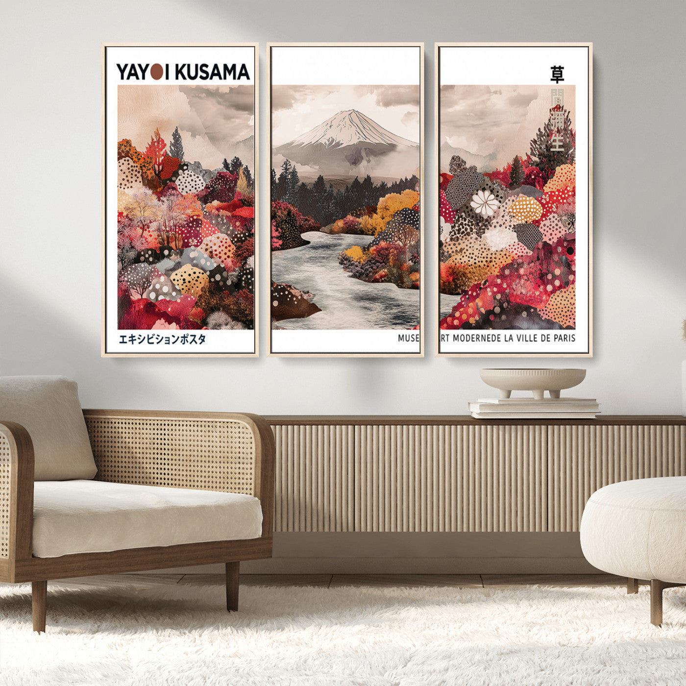 32352074-MGV-CV-36X24-Japanese Landscape Wall Art – Mount Fuji River Canvas Print, Modern Asian Inspired Nature Decor for Living Room, Bedroom, Office