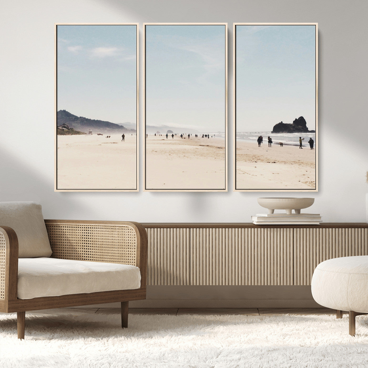 28307820-MGV-CV-36X24-Minimalist Beach Wall Art Canvas Print, Framed Coastal Serenity Art Picture Print, Soft Sand Perfect Modern Coastal Decor Artwork