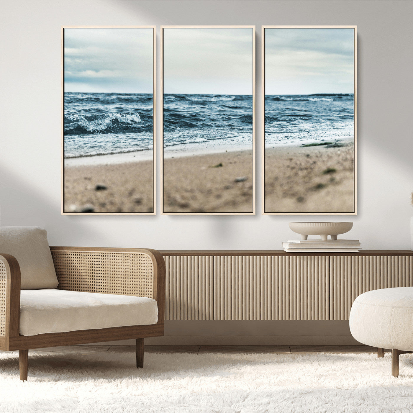 81812590-MGV-CV-36X24-Ocean Wall Art Wall Art Canvas Print, Framed Coastal Canvas Art Picture Print, Moody Seascape Perfect Coastal Minimalist Decor