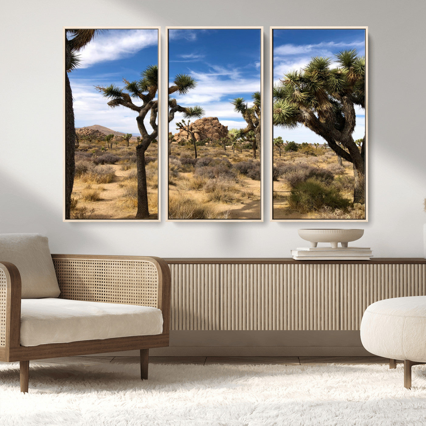 25722592-MGV-CV-36X24-Joshua Tree Desert Wall Art Canvas Print, Framed Southwestern Nature Art Picture Print, Rustic Earth Tones Perfect Southwestern
