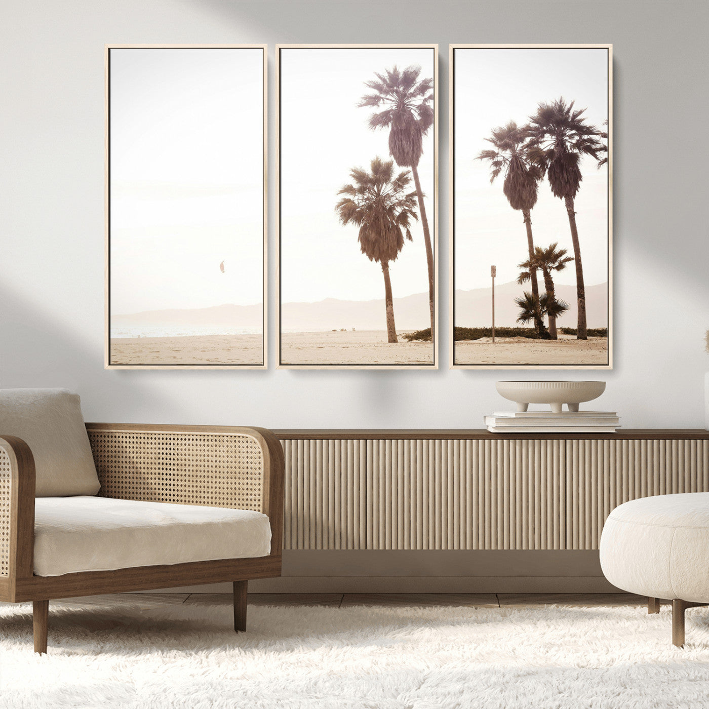 48255923-MGV-CV-36X24-Coastal Light Wall Art Canvas Print, Framed Relaxing Shoreline Art Picture Print, Minimalist Ocean Perfect Tropical Serenity Decor