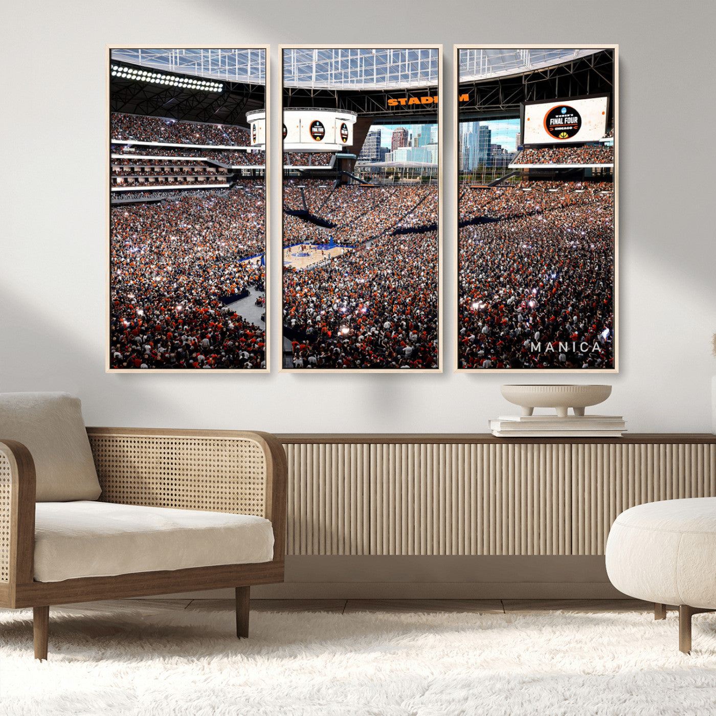 38616413-MGV-CV-36X24-Chicago Dome Stadium Wall Art – Futuristic Basketball Final Four Arena Canvas Print, Modern Sports Fan Decor for Man Cave or