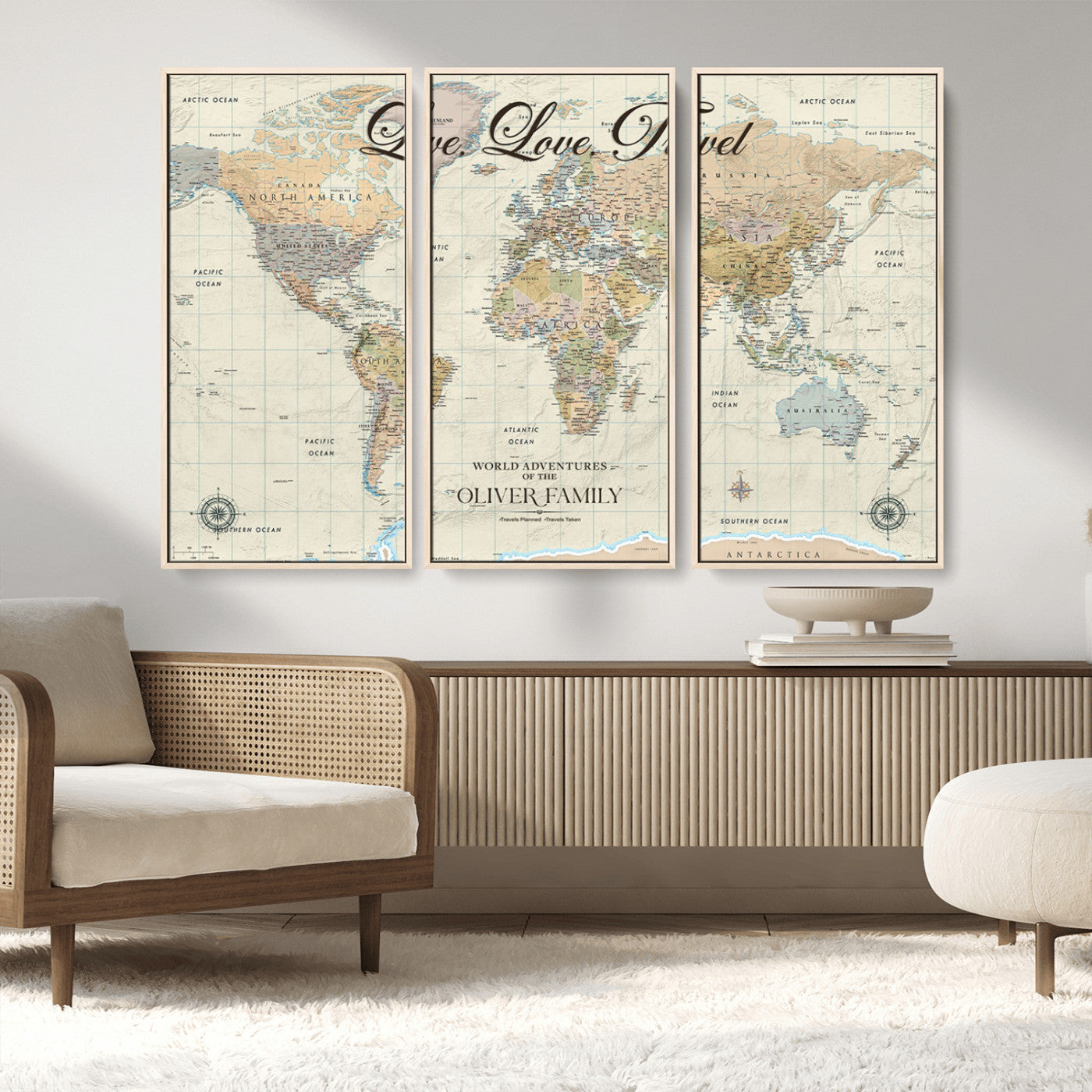 19479008-MGV-CV-36X24-Live Love Travel Wall Art – Detailed World Map Canvas Print, Adventure Decor for Living Room, Office or Bedroom, Travel Gift for