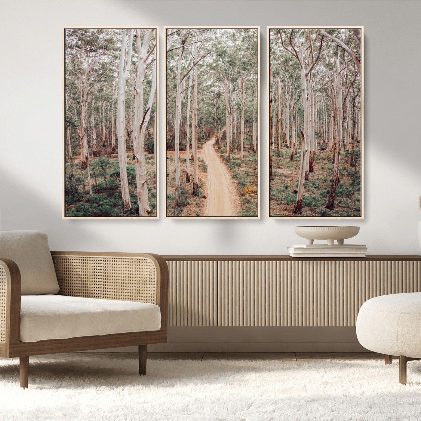 24760563-MGV-FC-48X32-3P_Natural-Forest Wall Art – Tranquil Woodland Path Canvas Print, Scenic Nature Photography Decor for Bedroom, Living Room, Office, Cabin or