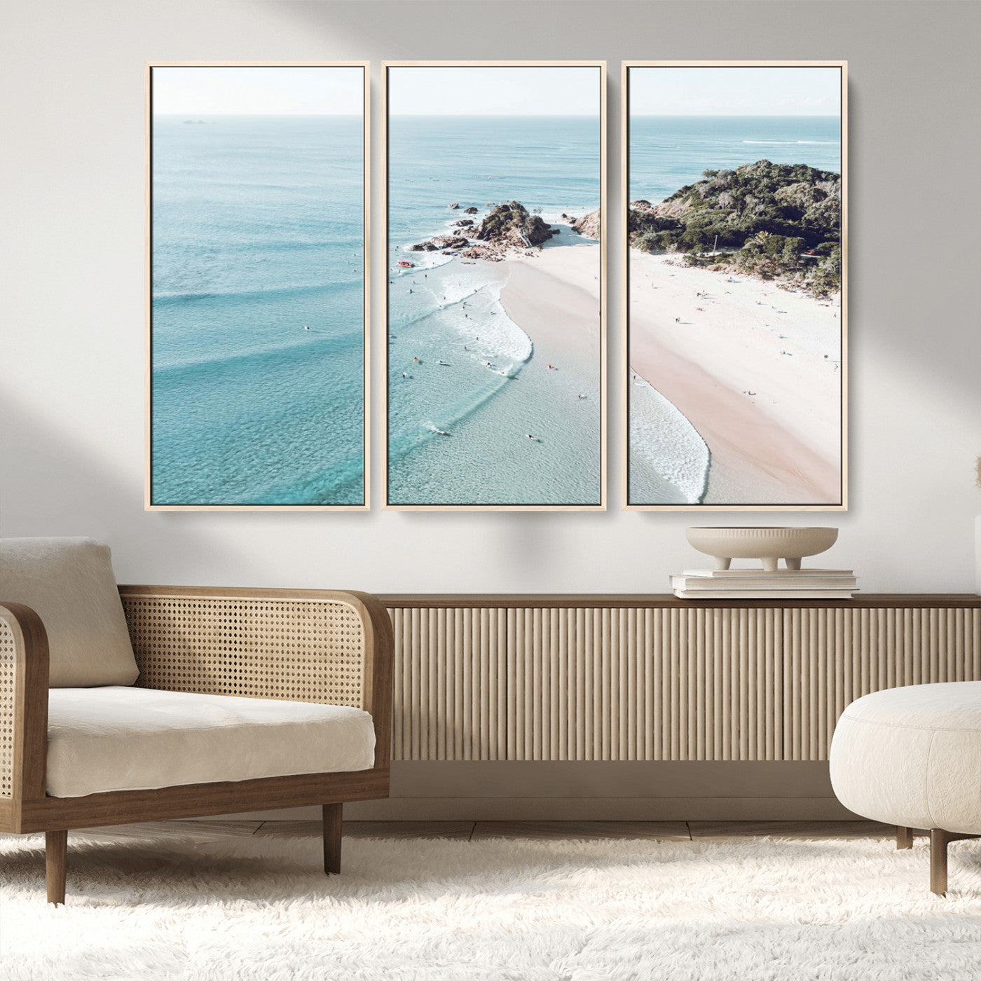 79395467-MGV-CV-36X24-Coastal Wall Art – Aerial Beach Canvas Print, Ocean Waves and Sandy Shore Photography Decor for Bedroom, Living Room, Office,