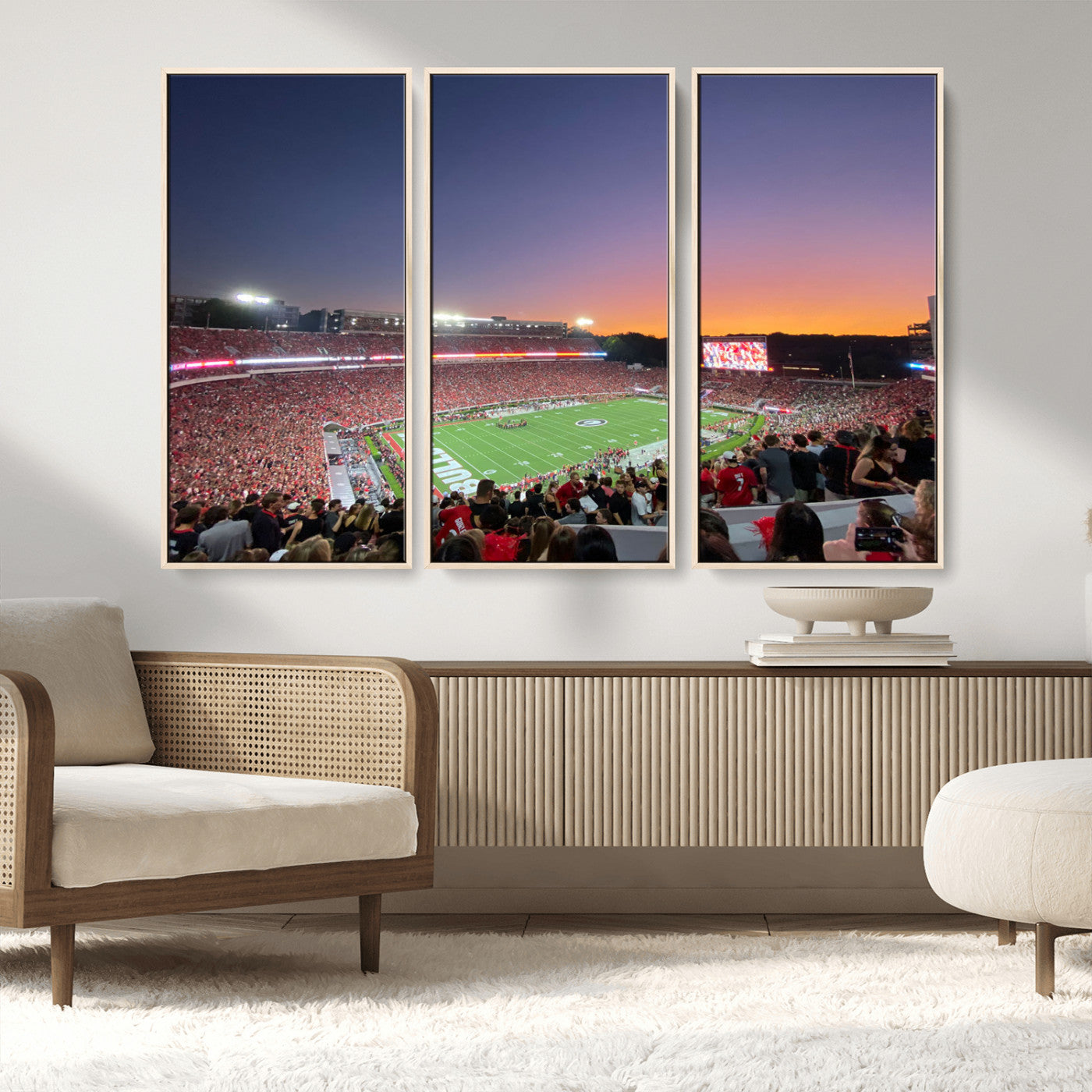 25139565-MGV-CV-36X24-Sanford Stadium Wall Art – Georgia Bulldogs Football Sunset Panorama Canvas Print, College Game Day Decor for Man Cave, Bar, or