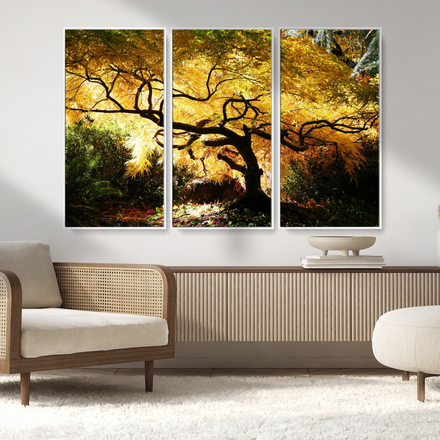 19067-MGV-CV-36X24-Golden Canopy Wall Art – Panoramic Autumn Tree Canvas Print, Warm Seasonal Decor for Living Room, Office or Garden Space