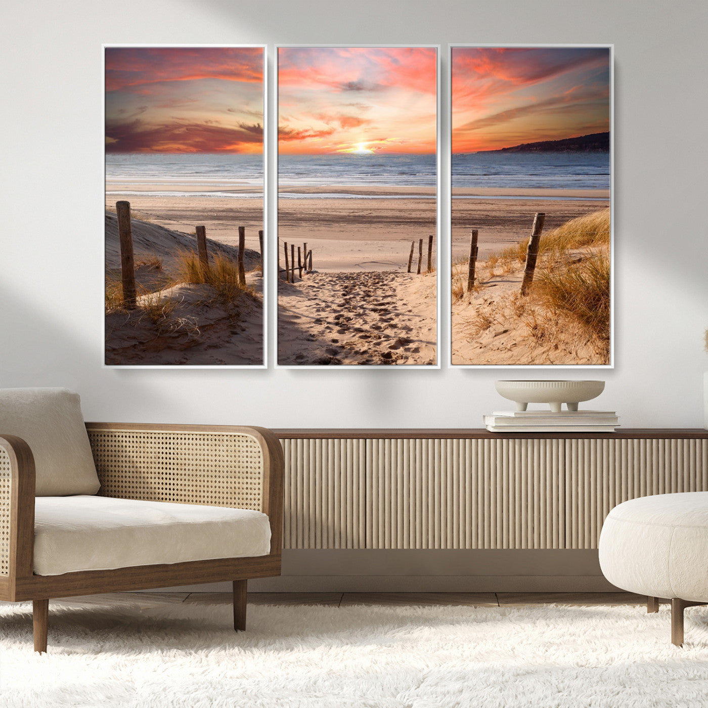 78111-MGV-CV-36X24-Sunset Pathway Wall Art – Panoramic Coastal Canvas Print, Tranquil Beach Decor for Living Room, Office or Bedroom