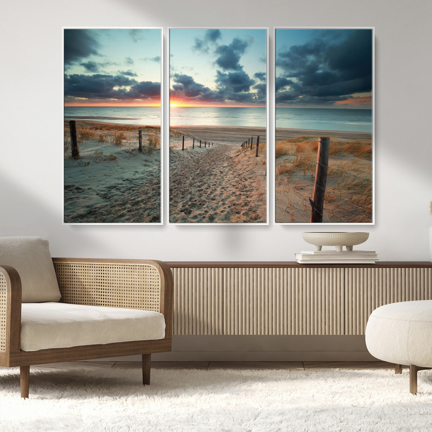 25788-MGV-CV-36X24-Sunset Beach Path Wall Art – Scenic Coastal Dunes and Ocean Canvas Print, Tranquil Seaside Landscape Decor for Living Room or