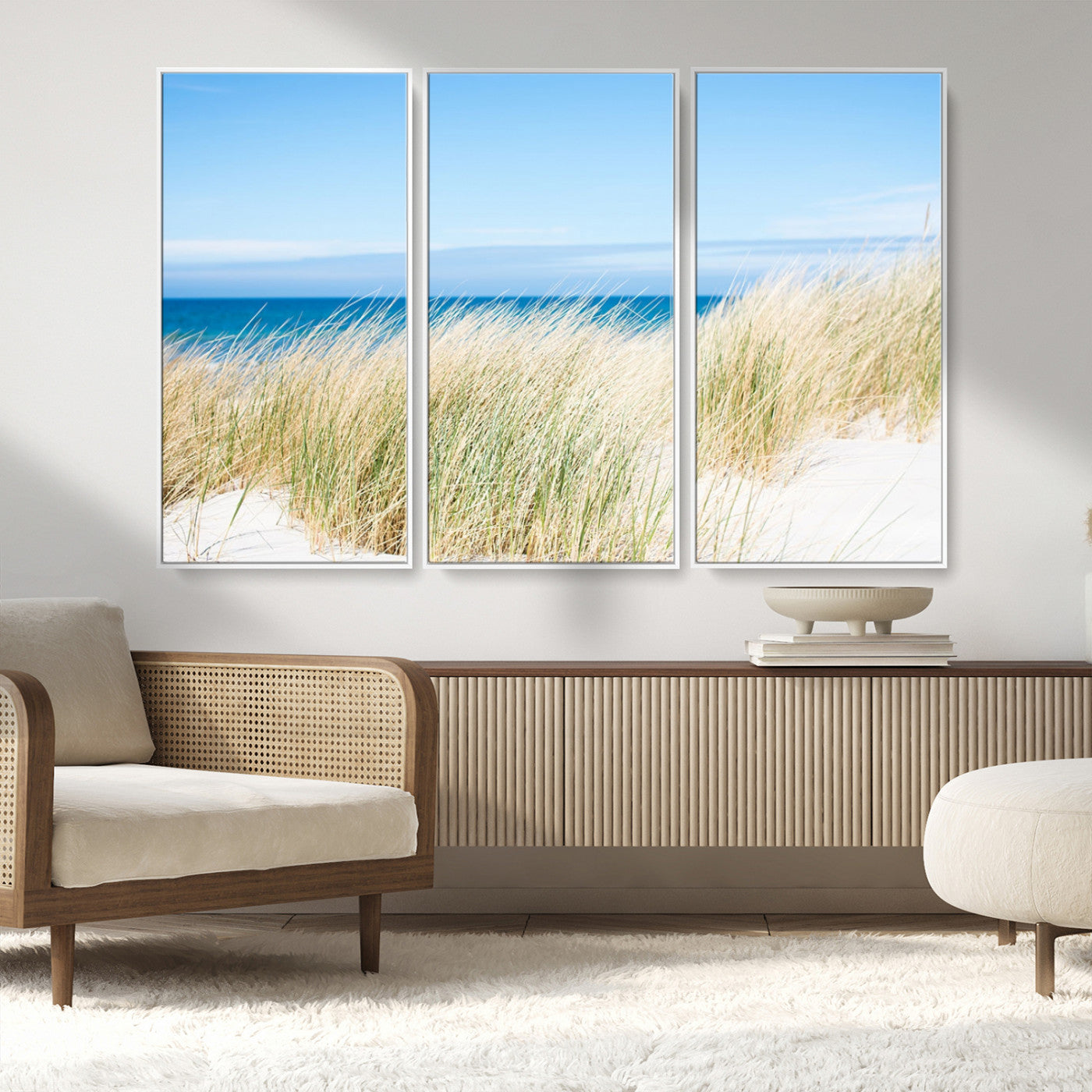 96913-MGV-CV-36X24-Coastal Dunes Wall Art – Serene Beach Grass and Blue Ocean Canvas Print, Relaxing Seaside Nature Decor for Living Room, Bedroom or