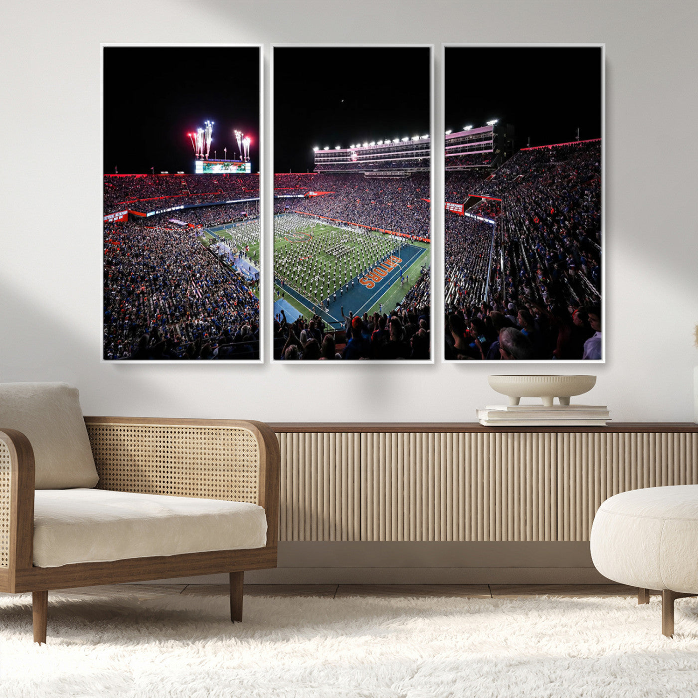 46899-MGV-CV-36X24-Ben Hill Griffin Stadium Wall Art Canvas Print, Framed Football Stadium Art Picture Print, Florida Football Stadium Perfect Sport