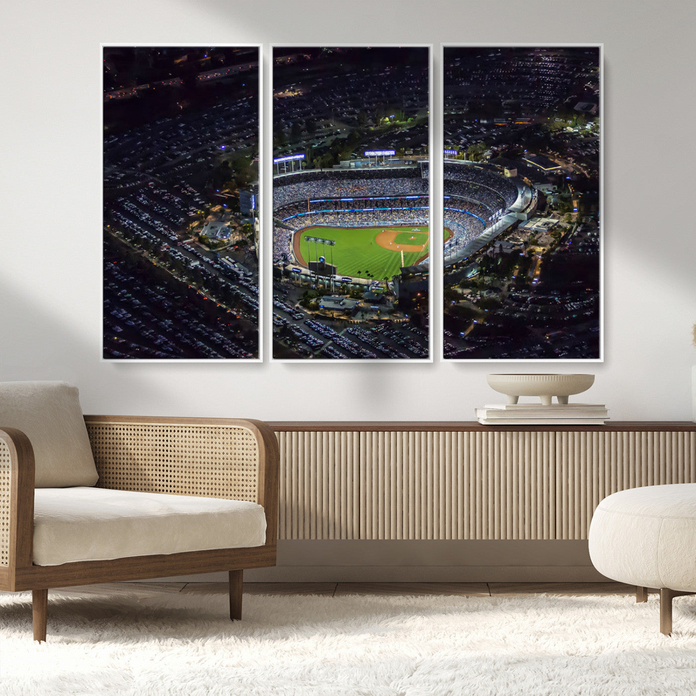 16515-MGV-CV-36X24-Dodgers Stadium Wall Art Canvas Print, Framed Baseball Stadium Art Picture Print, Dodgers Field Perfect Sport Room Decor Artwork
