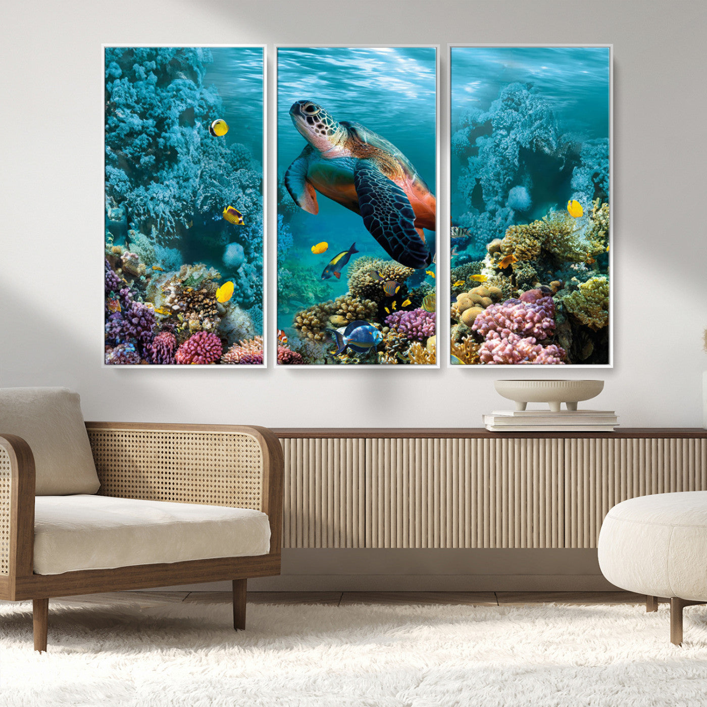 38661-MGV-CV-36X24-Sea Turtle Wall Art Canvas Print, Framed Ocean Wildlife Art Picture Print, Turtle Perfect Coastal Nature Decor Artwork