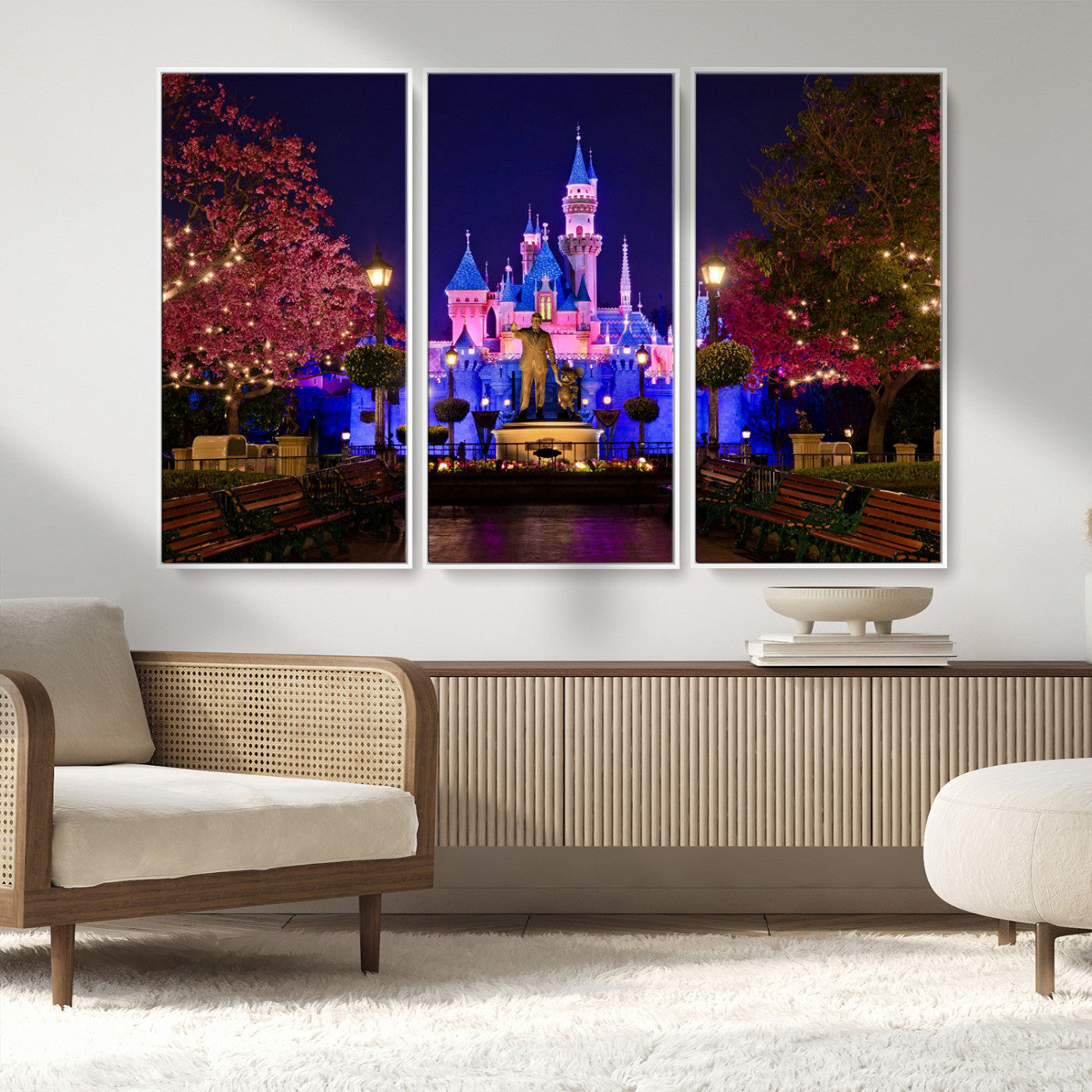 79435-MGV-CV-36X24-Disney Castle Wall Art Canvas Print, Framed Magic Kingdom Art Picture Print, Disney World Perfect Child Room Decor Artwork