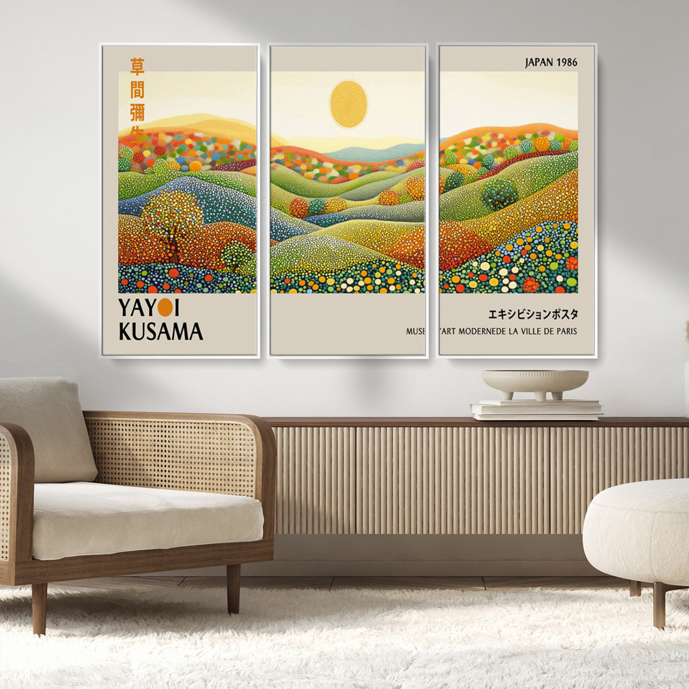 33864-MGV-CV-36X24-Pointillism Yayoi Wall Art Canvas Print, Framed Yayoi Kusama Art Picture Print, Yayoi Kusama Dot Perfect Abstract Nature Decor