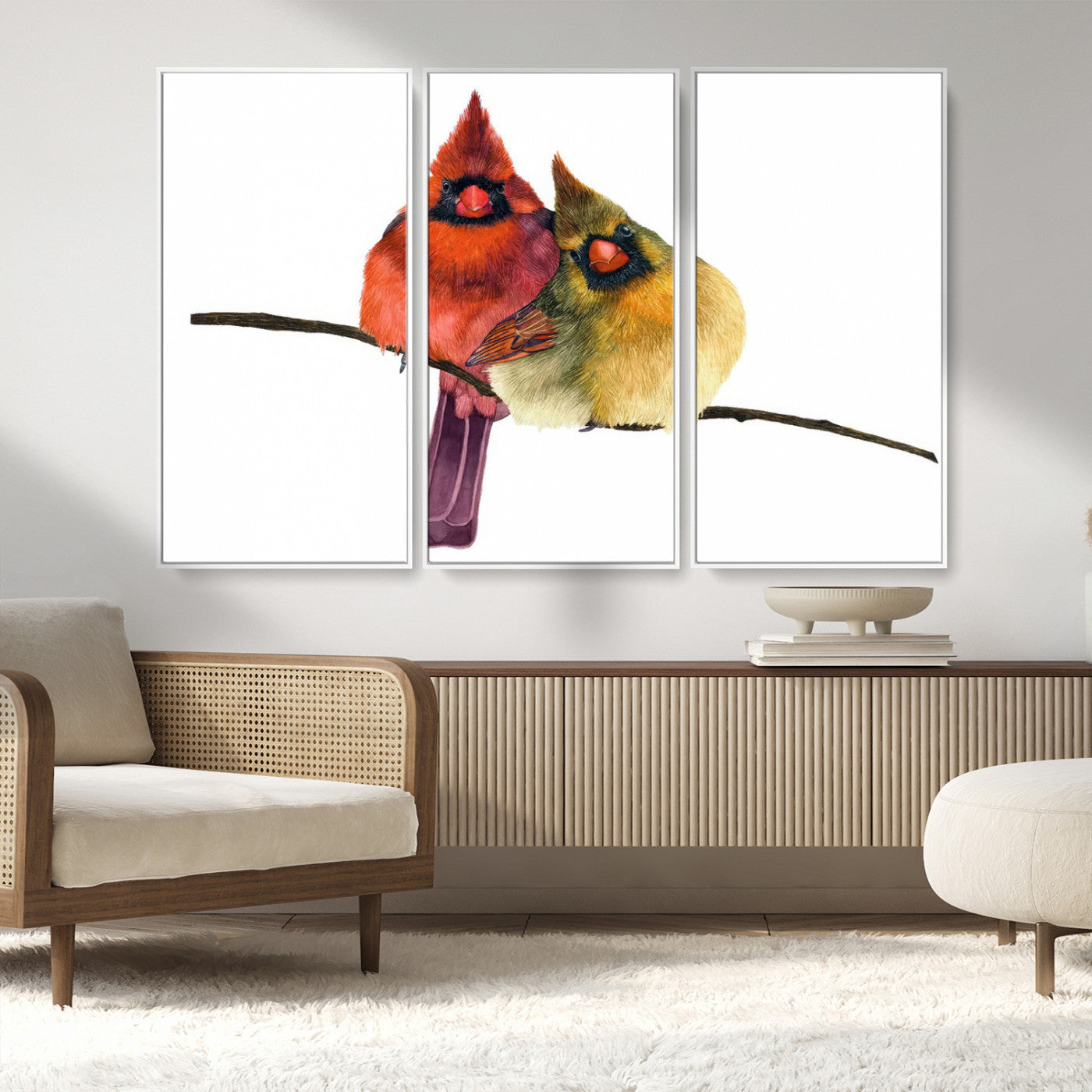 67752-MGV-CV-36X24-Cardinal Couple Wall Art – Male and Female Cardinal Canvas Print, Romantic Bird Artwork for Nature Lovers, Living Room, Bedroom,