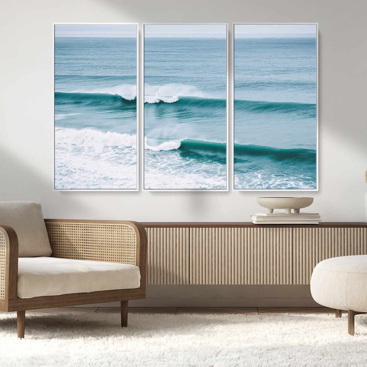 73692470-MGV-CV-36X24-Ocean Swell Wall Art Canvas Print, Framed Surf Waves Art Picture Print, Blue Water Perfect Coastal Dynamic Decor Artwork