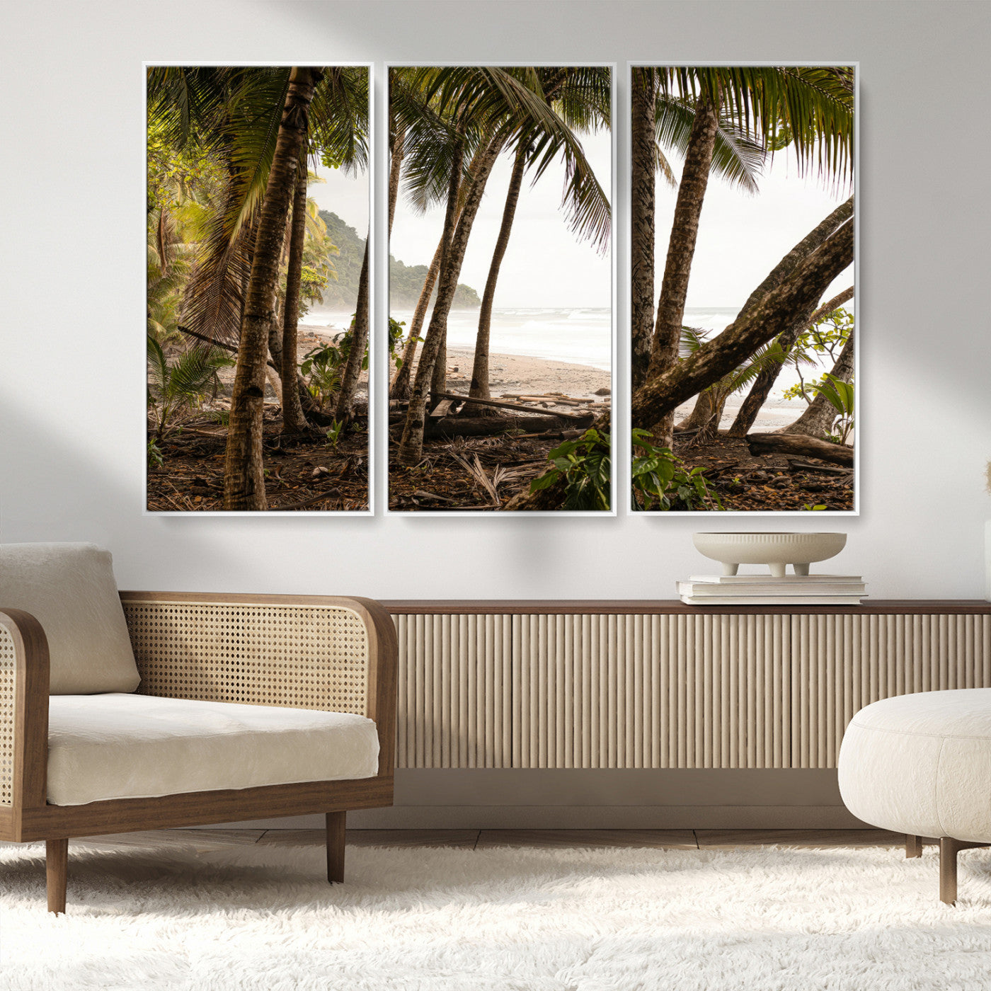 92093951-MGV-CV-36X24-Tropical Jungle Wall Art Canvas Print, Framed Palm Tree Forest Art Picture Print, Coastal Escape Perfect Jungle Retreat Decor