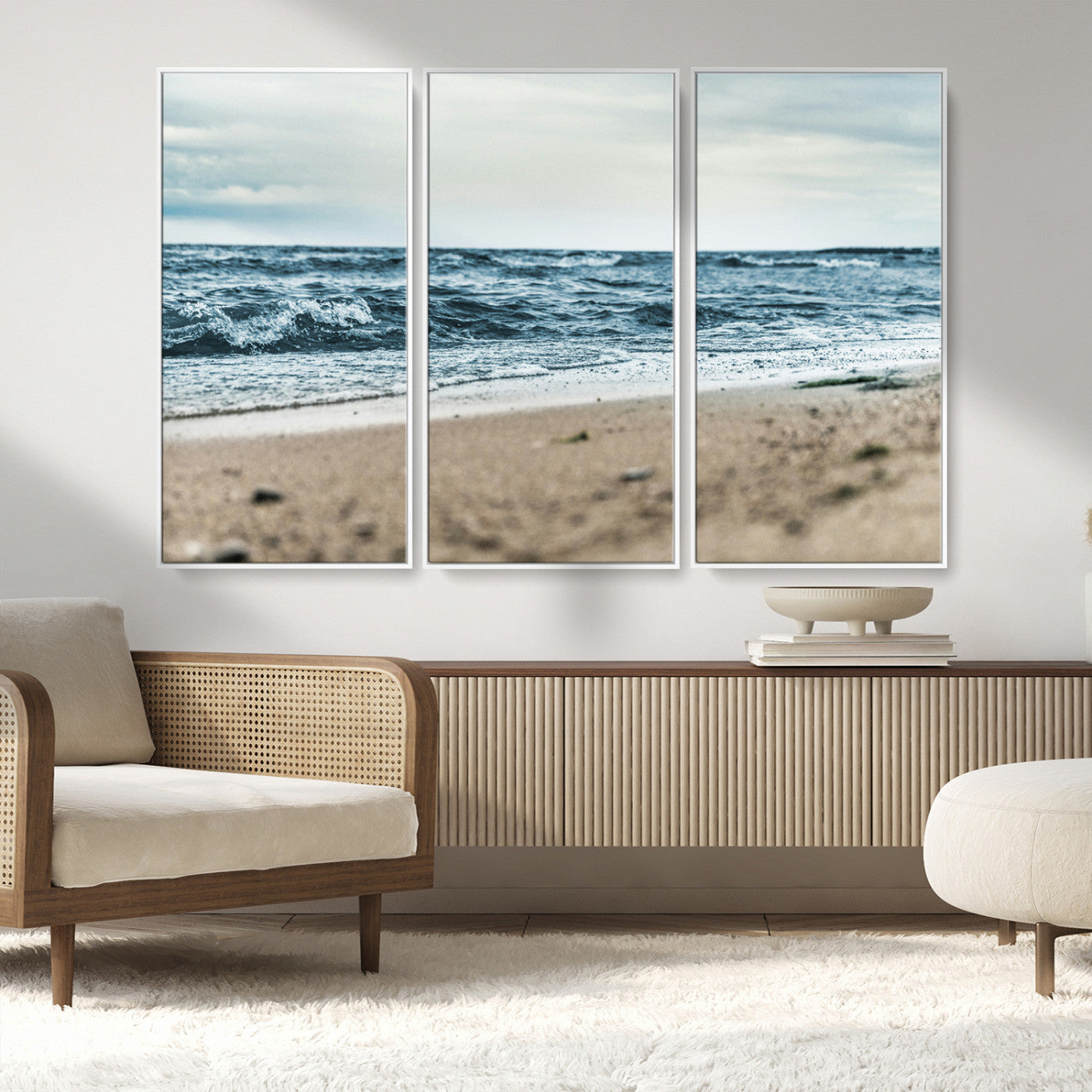 81812590-MGV-CV-36X24-Ocean Wall Art Wall Art Canvas Print, Framed Coastal Canvas Art Picture Print, Moody Seascape Perfect Coastal Minimalist Decor