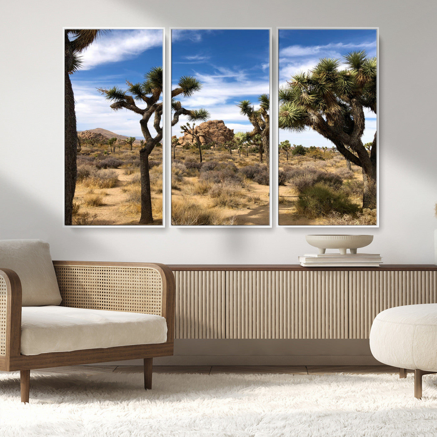 25722592-MGV-CV-36X24-Joshua Tree Desert Wall Art Canvas Print, Framed Southwestern Nature Art Picture Print, Rustic Earth Tones Perfect Southwestern
