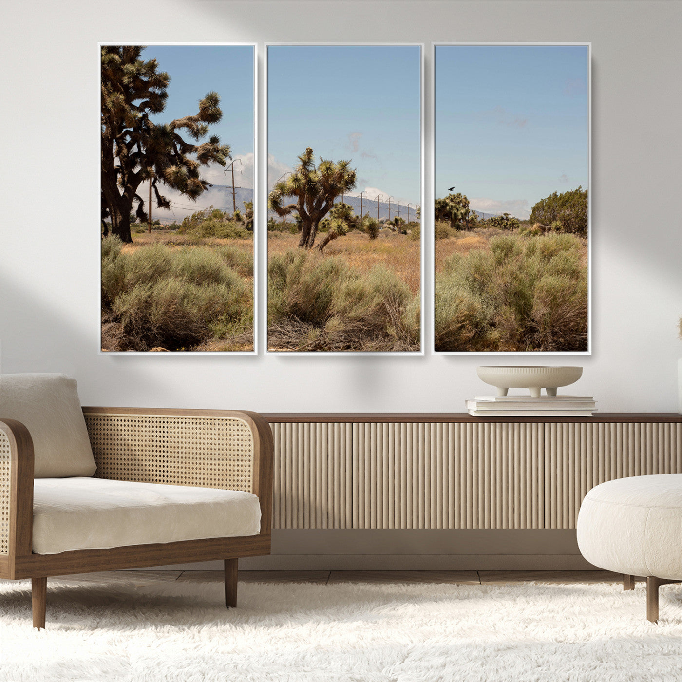 16114018-MGV-CV-36X24-Joshua Tree Wall Art Canvas Print, Framed Desert Landscape Art Picture Print, Mountain Horizon Perfect Southwestern Boho Decor