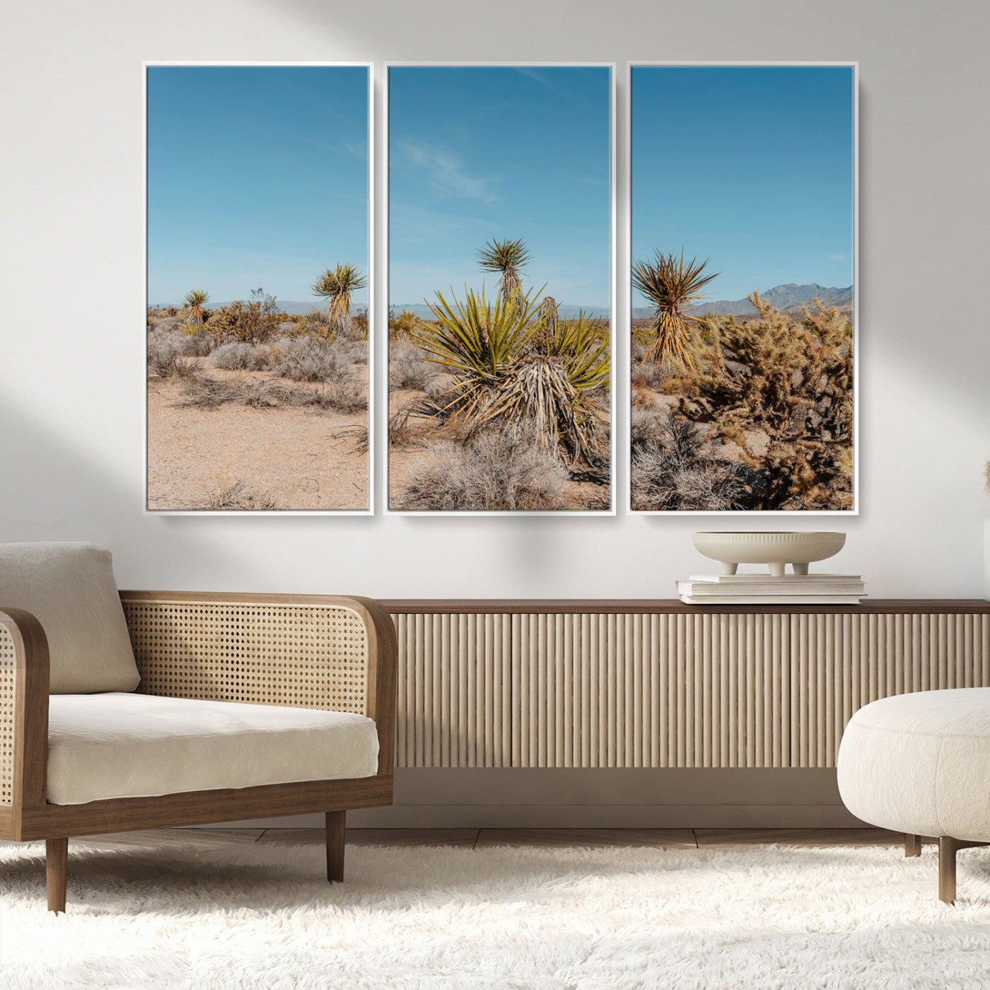 35156165-MGV-CV-36X24-Joshua Tree Wall Art Canvas Print, Framed Desert Landscape Art Picture Print, Warm Earth Tones Perfect Southwestern Minimalist