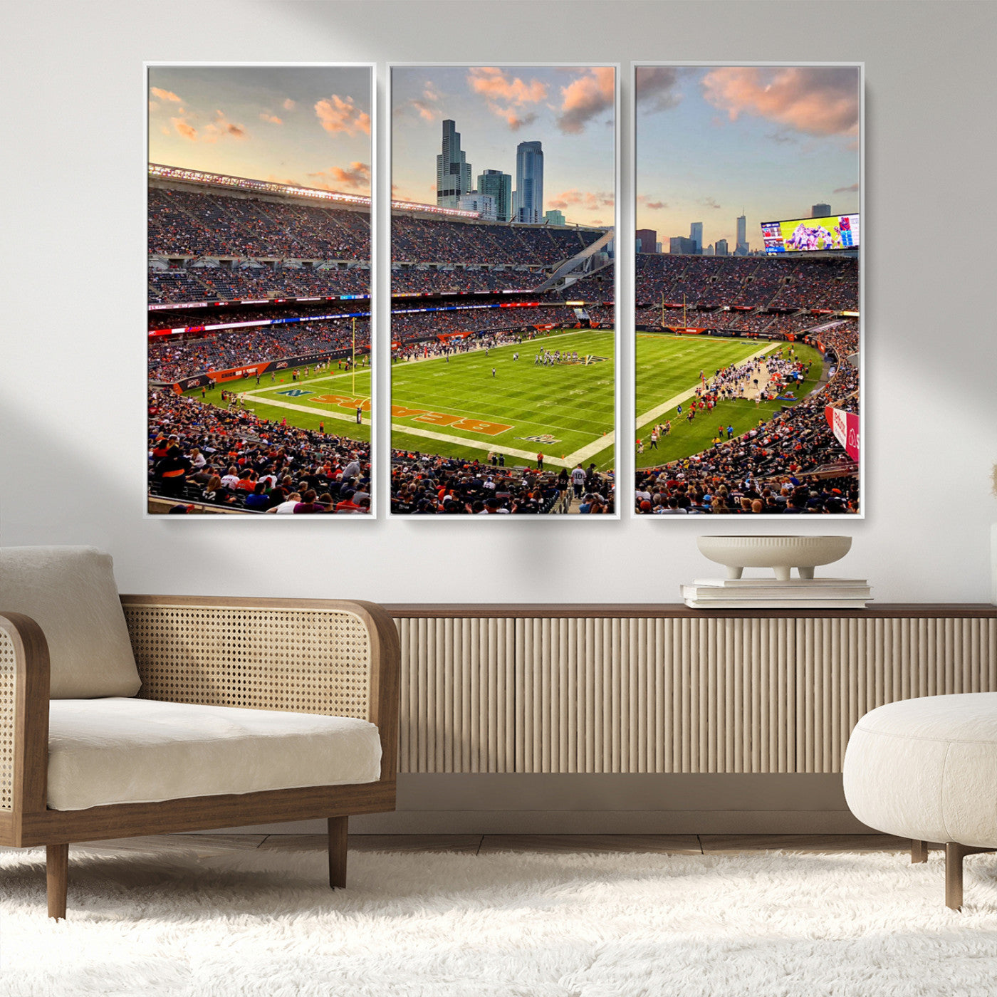 55377093-MGV-CV-36X24-Soldier Field Wall Art – Panoramic Chicago Bears Football Stadium Canvas Print, Game Day Sports Decor for Man Cave, Bar, Office,