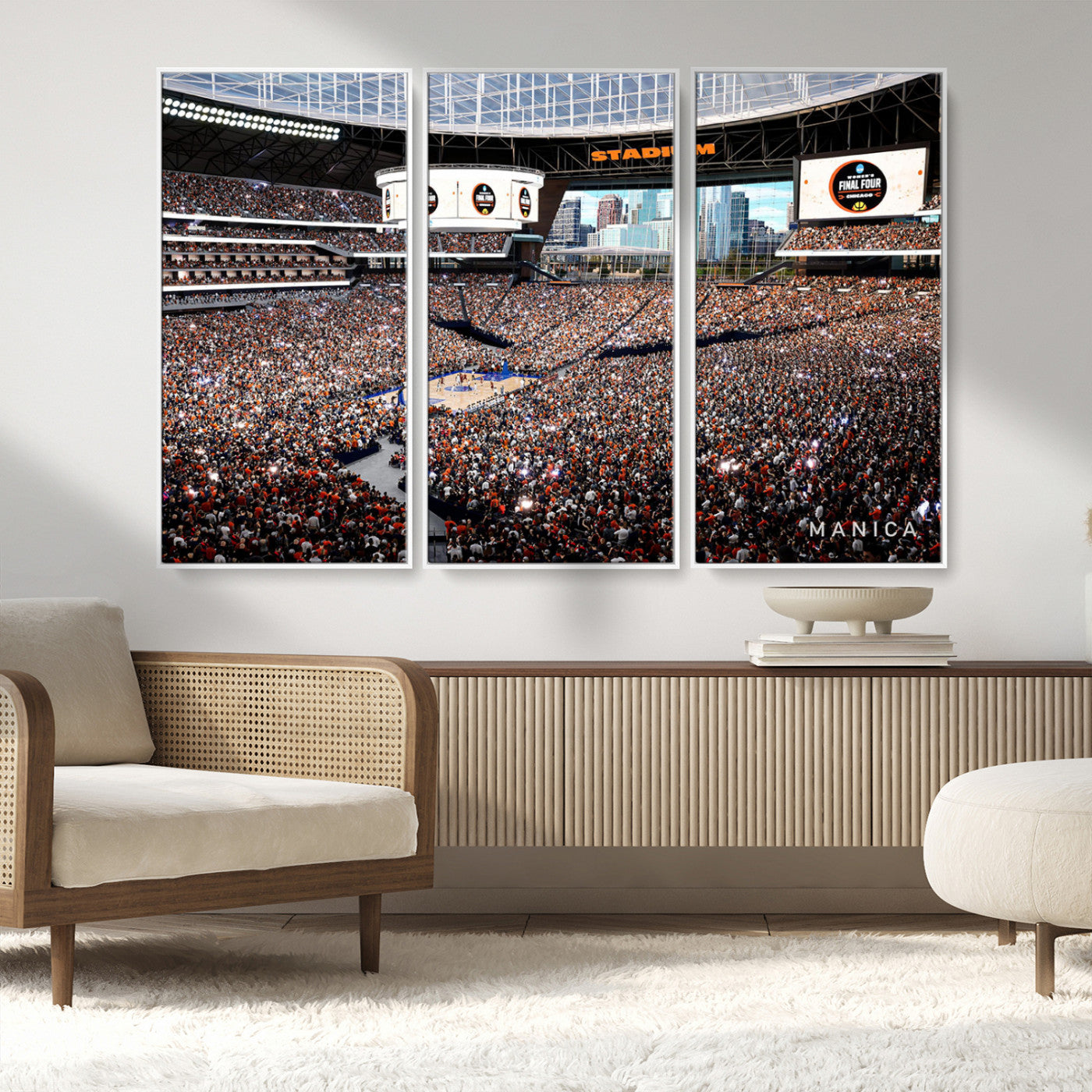 38616413-MGV-CV-36X24-Chicago Dome Stadium Wall Art – Futuristic Basketball Final Four Arena Canvas Print, Modern Sports Fan Decor for Man Cave or