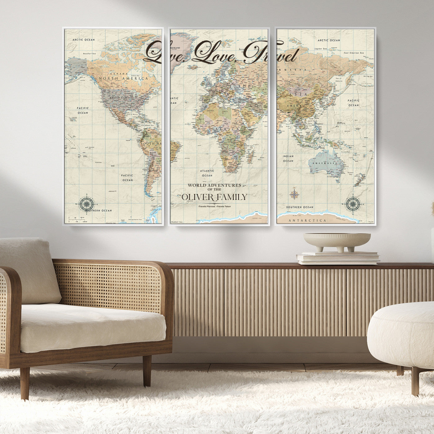 19479008-MGV-CV-36X24-Live Love Travel Wall Art – Detailed World Map Canvas Print, Adventure Decor for Living Room, Office or Bedroom, Travel Gift for