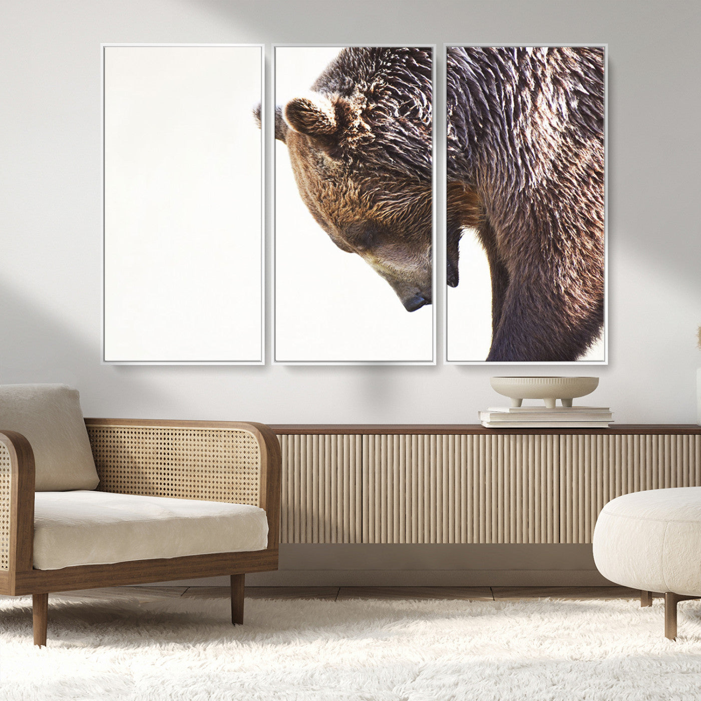 14405507-MGV-CV-36X24-Grizzly Bear Canvas Wall Art – Framed Wildlife Nature Decor, Large Brown Bear Profile Canvas Print for Living Room, Office, or