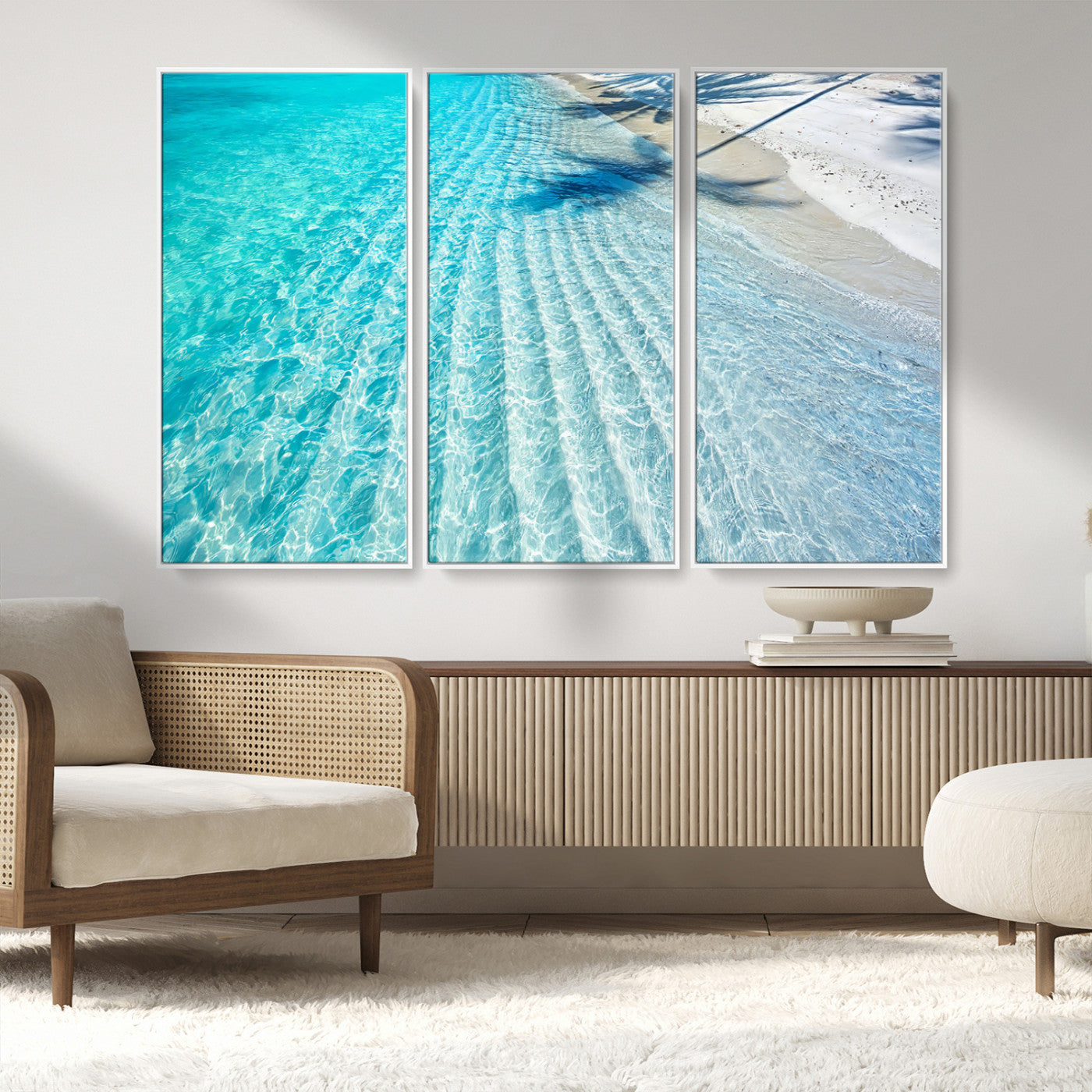 68127042-MGV-CV-36X24-Beach Wall Art – Tropical Ocean Canvas Print, Clear Water and White Sand Photography Decor for Bedroom, Living Room, Office,