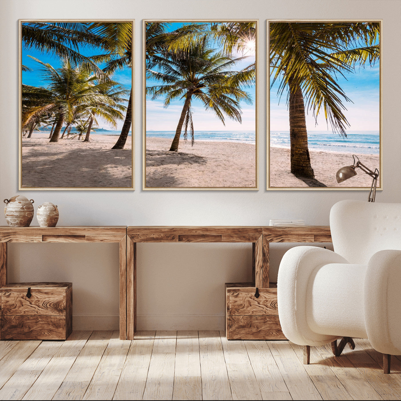 98175-MGV-CV-36X24-Tropical Palm Beach Wall Art – Relaxing Ocean Shore Canvas Print with Palm Trees, Coastal Summer Decor for Living Room, Bedroom or