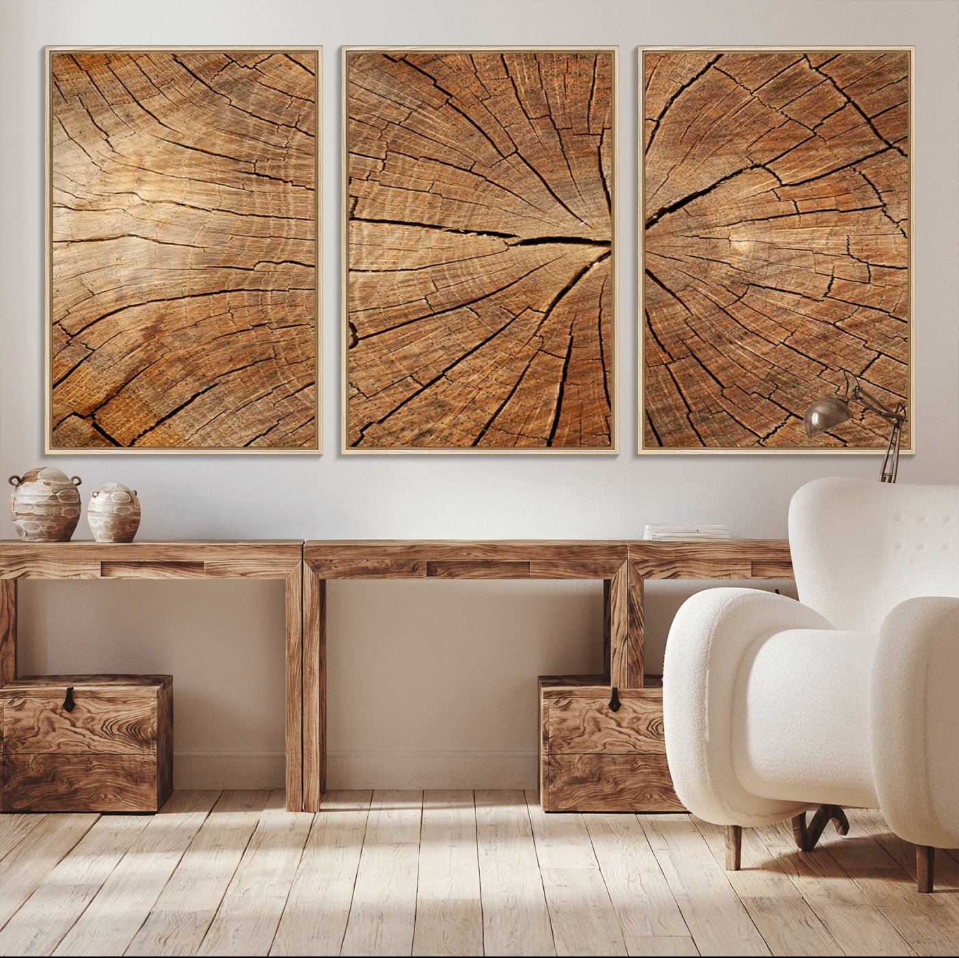 61710-MGV-CV-36X24-Tree Rings Wall Art – Rustic Wood Grain Canvas Print of Tree Trunk Cross Section, Nature Inspired Decor for Cabin, Office, Living