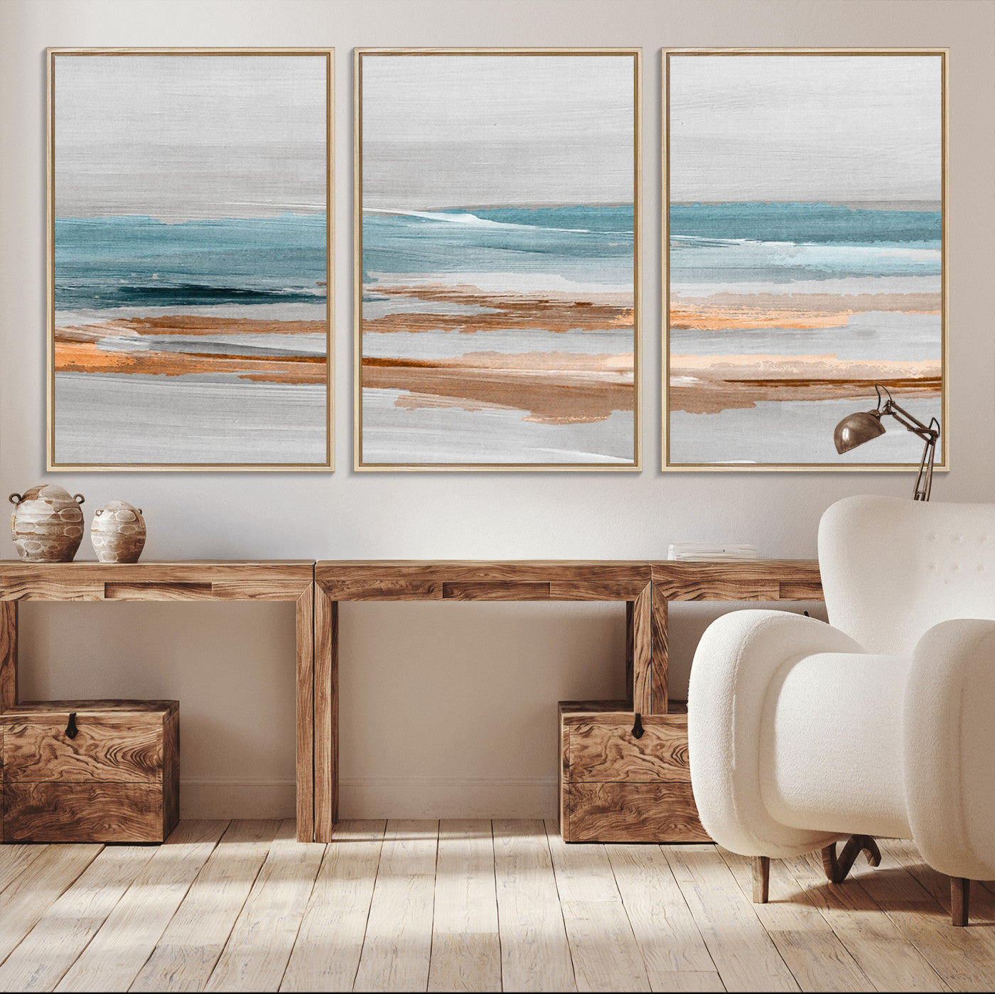 23430-MGV-CV-36X24-Abstract Coastal Wall Art – Modern Ocean Horizon Canvas Print, Minimalist Beach Scene Painting for Bedroom, Living Room, Office or