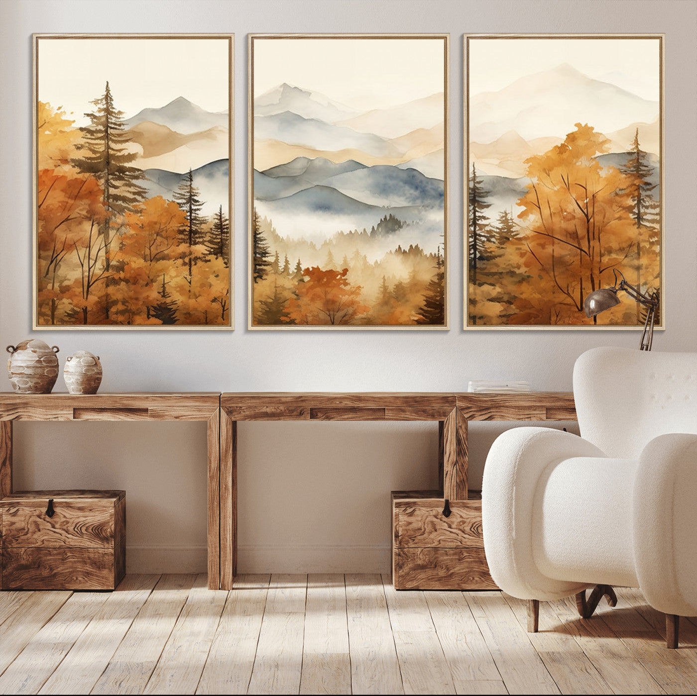 72950-MGV-CV-36X24-Autumn Mountain Forest Wall Art – Golden Fall Landscape Canvas Print, Nature-Inspired Home Decor for Living Room, Bedroom or