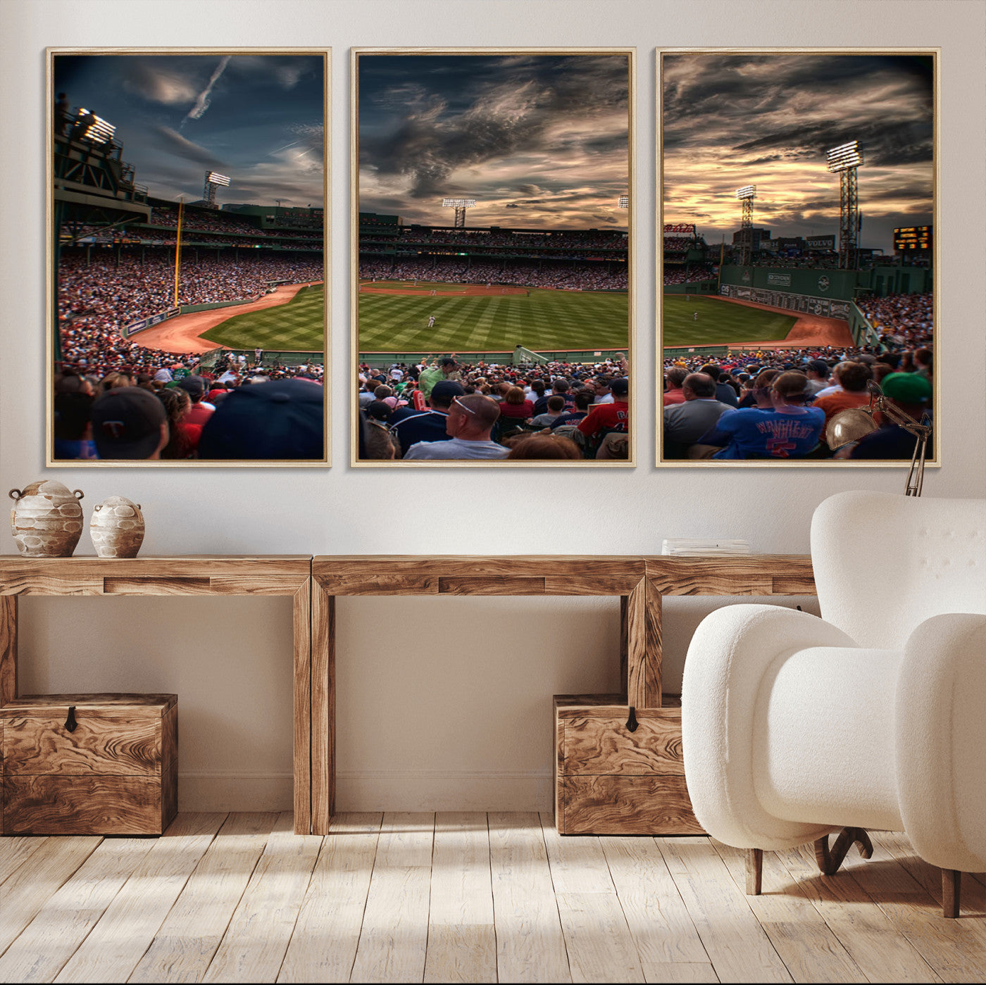 53432-MGV-CV-36X24-Fenway Park Stadium Wall Art Canvas Print, Framed Boston Baseball Stadium Art Picture Print, Massachusetts Fenway Park Perfect