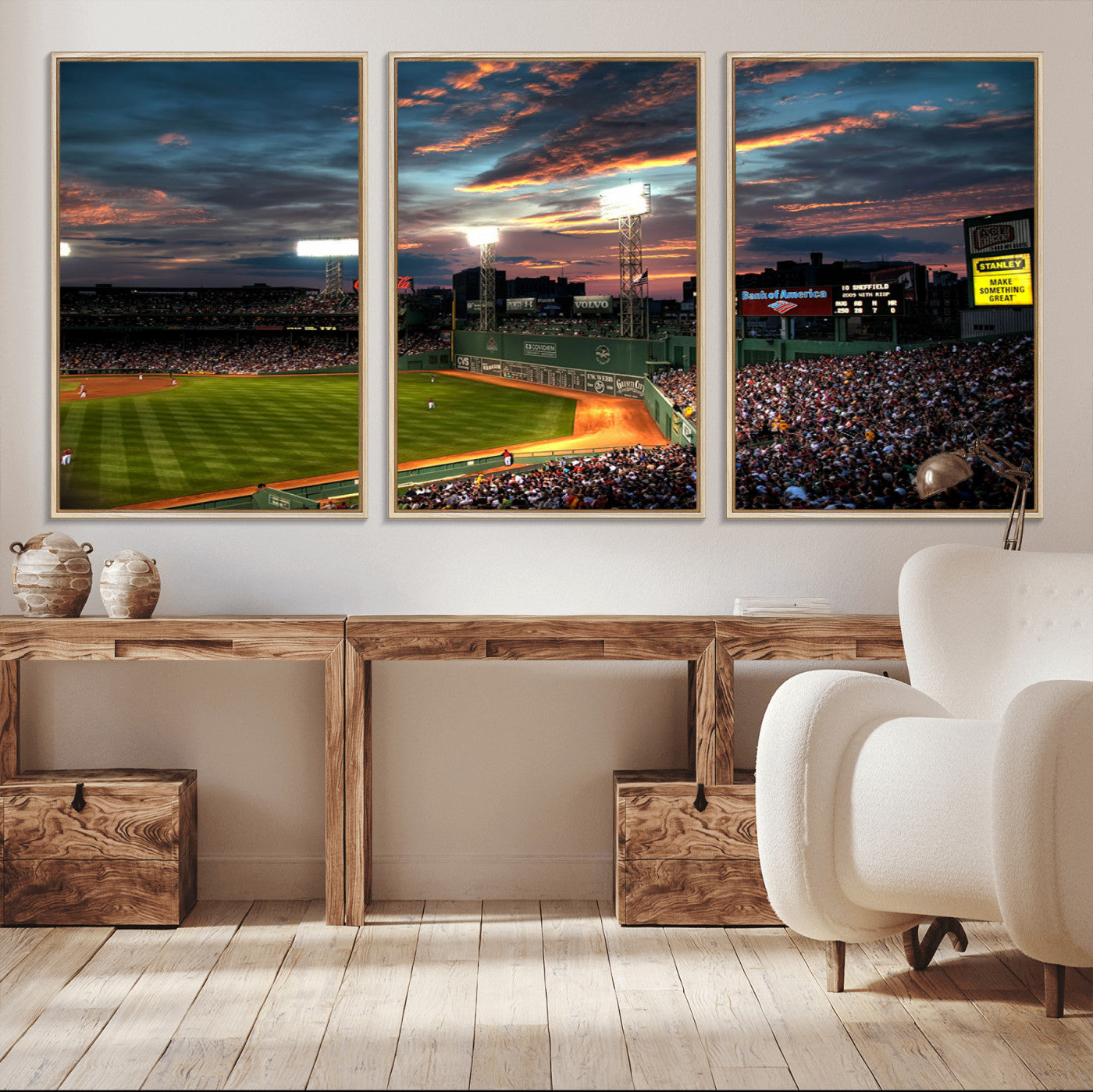 66781-MGV-CV-36X24-Baseball Stadium Wall Art – Canvas Print Evening Game Field Packed Crowd Sunset Sky Sports Photography, Dynamic Decor for Game