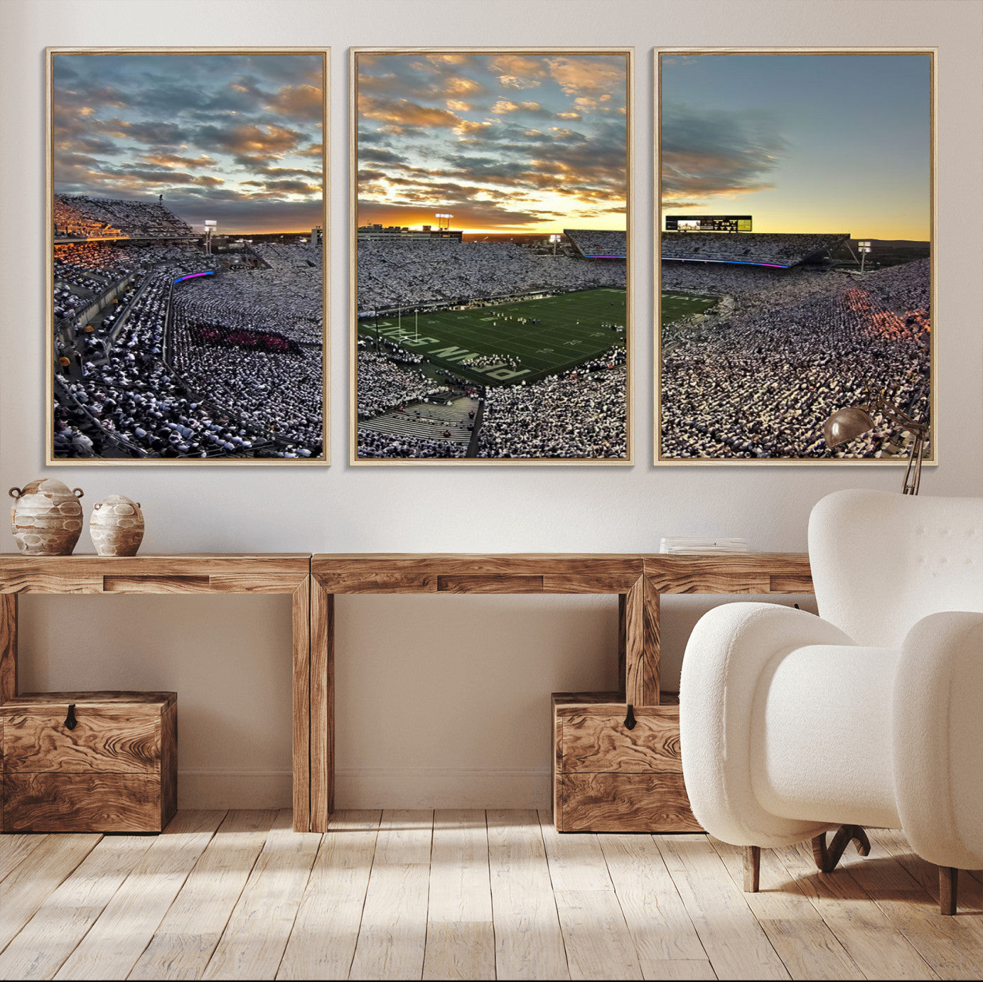 38807-MGV-CV-36X24-Beaver Stadium Wall Art Canvas Print, Framed Beaver Stadium Field Art Picture Print, Football Stadium Perfect Sport Room Decor