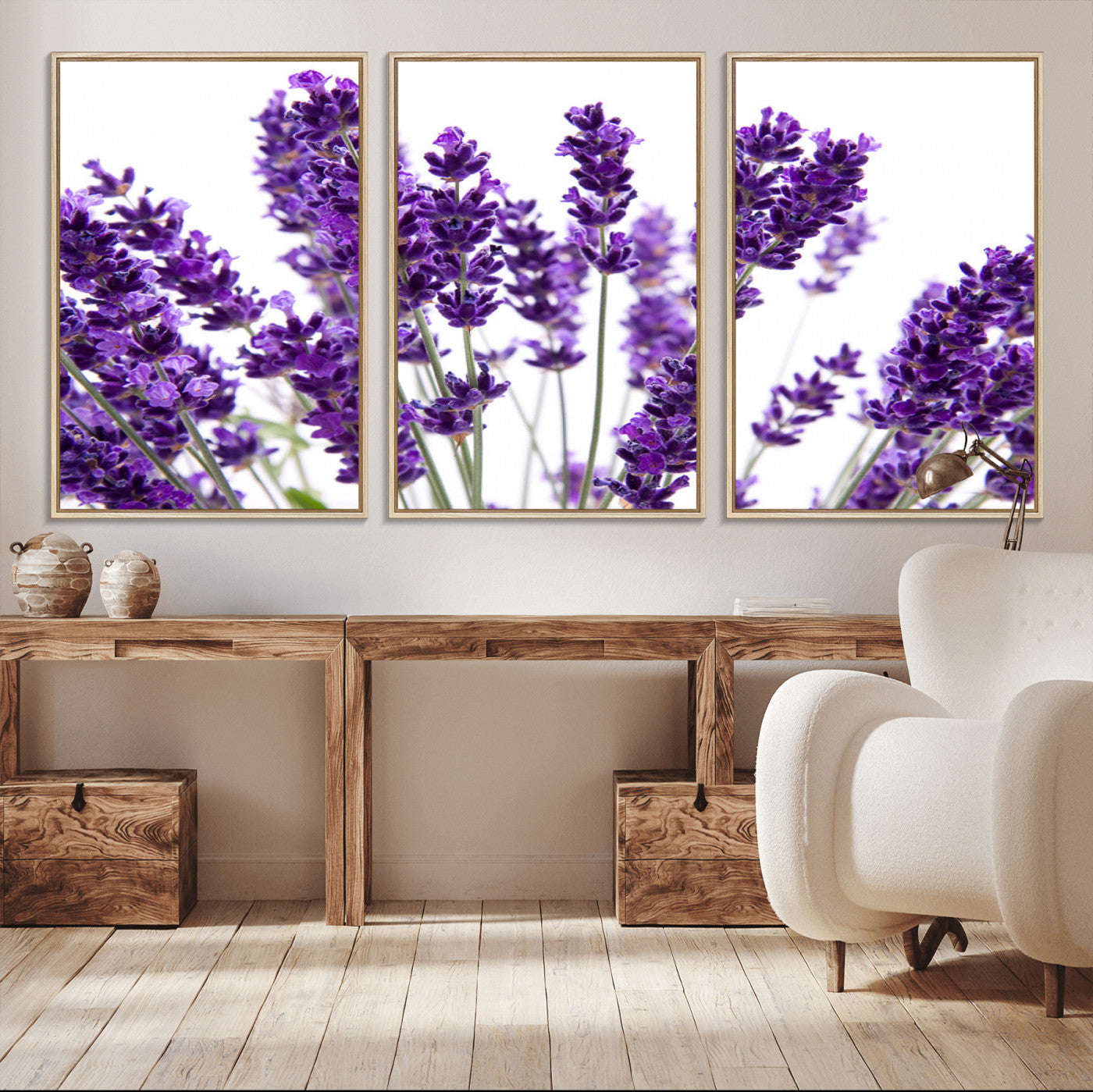 76859-MGV-CV-36X24-Lavender Flower Wall Art – Botanical Canvas Print Featuring Purple Floral Bouquet, Nature Inspired Artwork for Living Room,