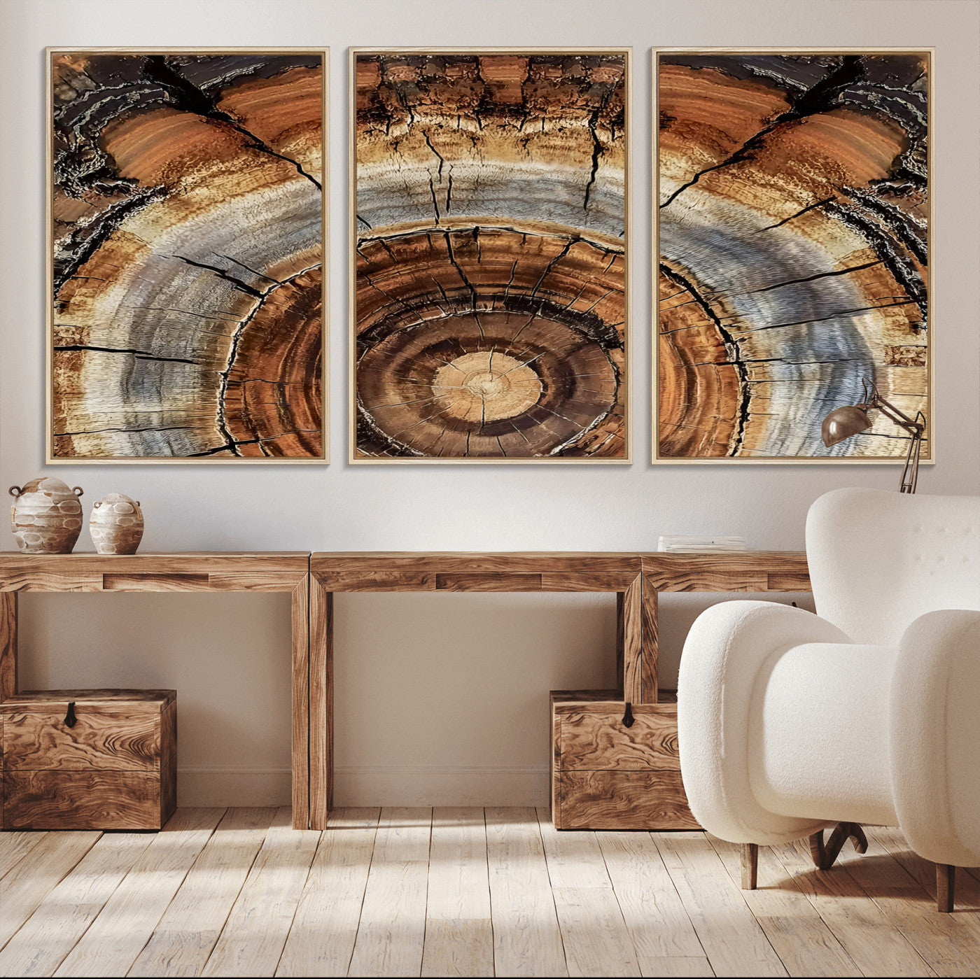 15184146-MGV-CV-36X24-Tree Rings Wall Art Canvas Print, Framed Wood Texture Art Picture Print, Rustic Pattern Perfect Rustic Organic Decor Artwork