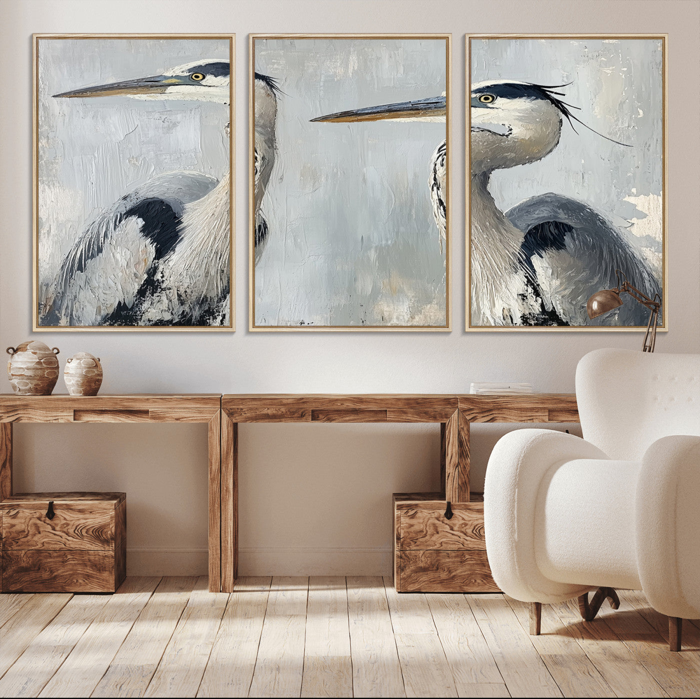 19427826-MGV-CV-36X24-Bird Canvas Decor Wall Art Canvas Print, Framed Coastal Bird Pair Art Picture Print, Minimalist Wildlife Wall Perfect Coastal