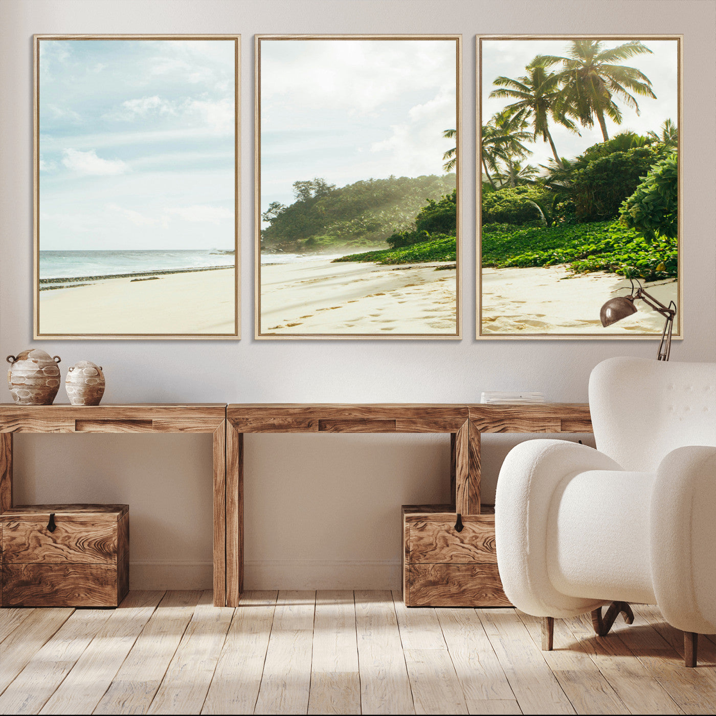 42984524-MGV-CV-36X24-Relaxing Beach Wall Art Canvas Print, Framed Ocean View Art Picture Print, Coastal Serenity Perfect Tropical Coastal Decor Artwork