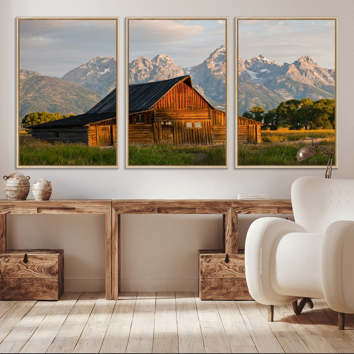 31771014-MGV-CV-36X24-Rustic Barn Wall Art Canvas Print, Framed Western Landscape Art Picture Print, Farmhouse Style Perfect Rustic Farmhouse Decor