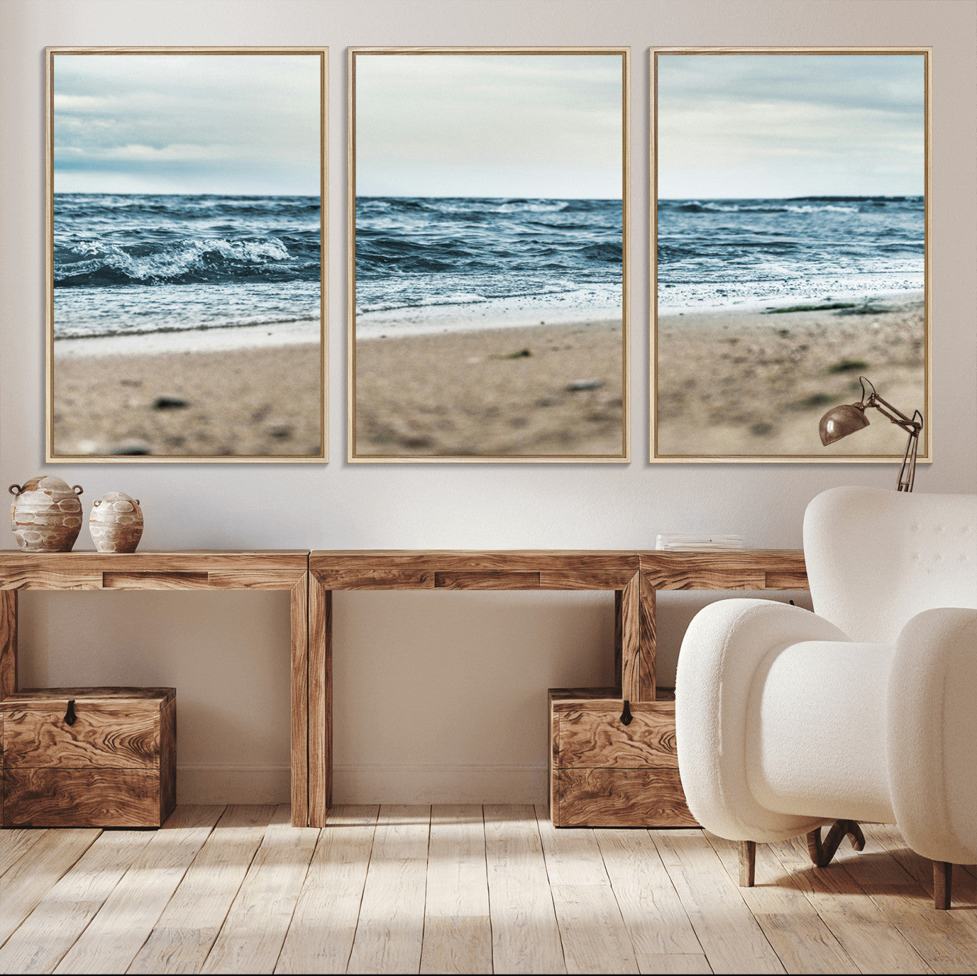 81812590-MGV-CV-36X24-Ocean Wall Art Wall Art Canvas Print, Framed Coastal Canvas Art Picture Print, Moody Seascape Perfect Coastal Minimalist Decor