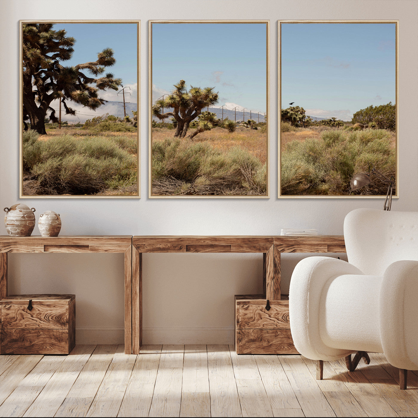 16114018-MGV-CV-36X24-Joshua Tree Wall Art Canvas Print, Framed Desert Landscape Art Picture Print, Mountain Horizon Perfect Southwestern Boho Decor