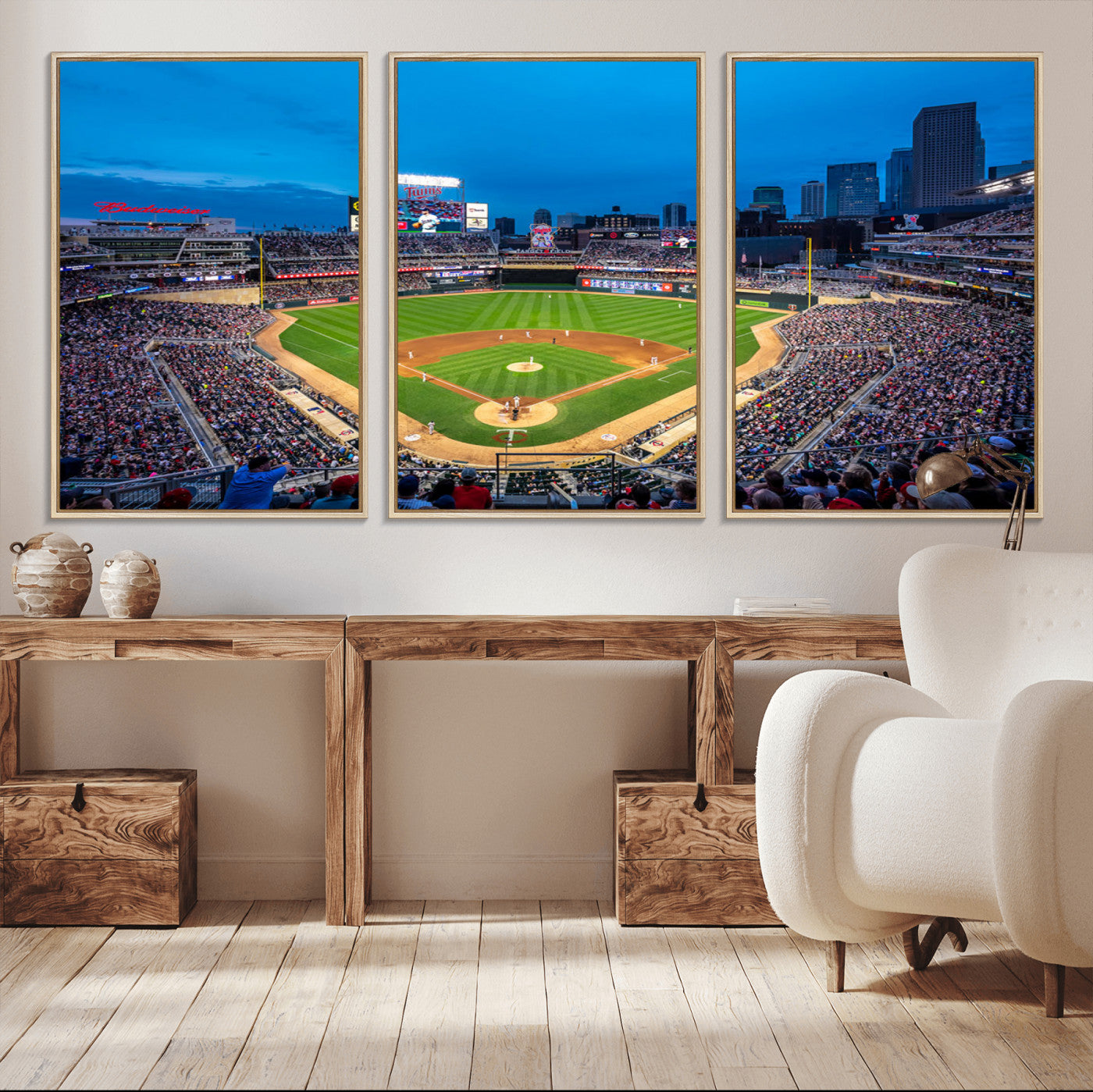 77273035-MGV-CV-36X24-Baseball Stadium Wall Art – Panoramic Evening Game Canvas Print, Sports Fan Decor for Man Cave, Office, Bar, or Living Room